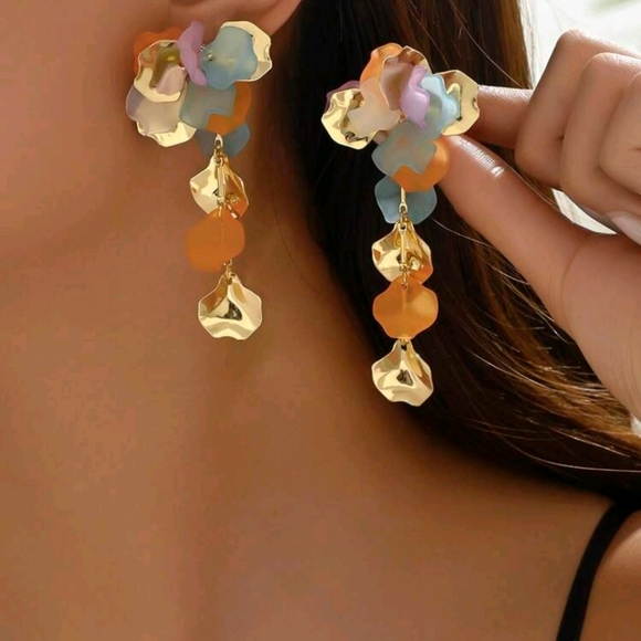 Bohemian Style & Countryside Retro Flower Petal Handmade earrings - Picture 2 of 6